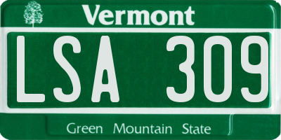 VT license plate LSA309