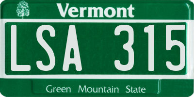 VT license plate LSA315