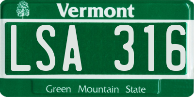 VT license plate LSA316