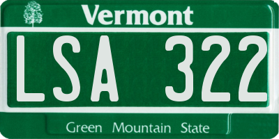 VT license plate LSA322