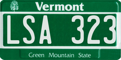VT license plate LSA323