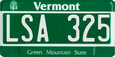 VT license plate LSA325