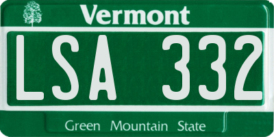 VT license plate LSA332
