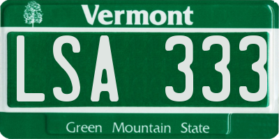 VT license plate LSA333