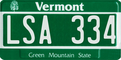 VT license plate LSA334