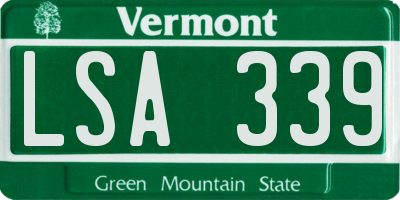VT license plate LSA339