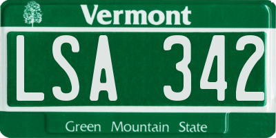 VT license plate LSA342