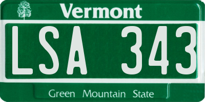 VT license plate LSA343