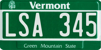 VT license plate LSA345