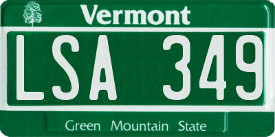 VT license plate LSA349