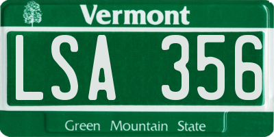 VT license plate LSA356