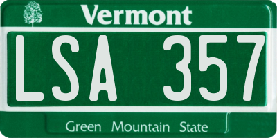 VT license plate LSA357