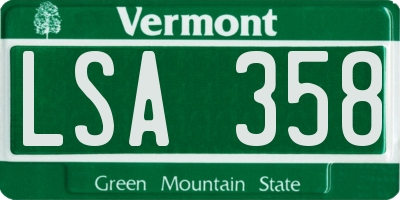 VT license plate LSA358