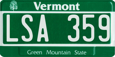 VT license plate LSA359
