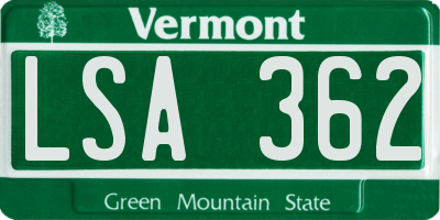 VT license plate LSA362