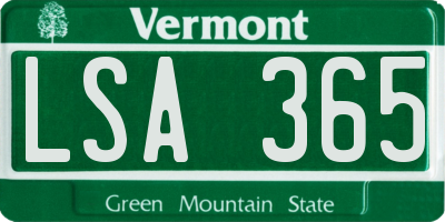 VT license plate LSA365