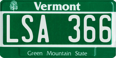 VT license plate LSA366