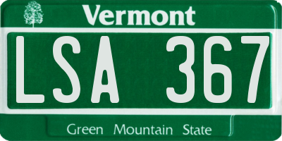 VT license plate LSA367