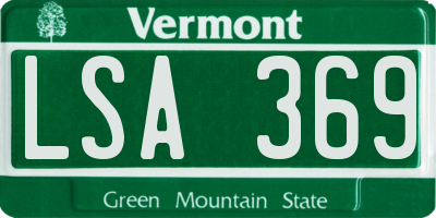 VT license plate LSA369