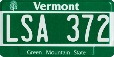 VT license plate LSA372