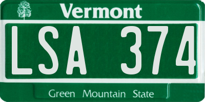 VT license plate LSA374