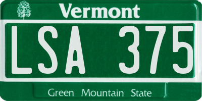 VT license plate LSA375