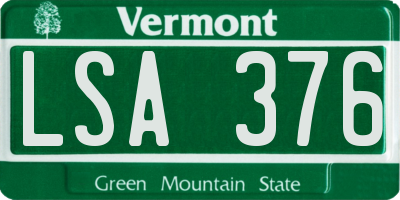 VT license plate LSA376