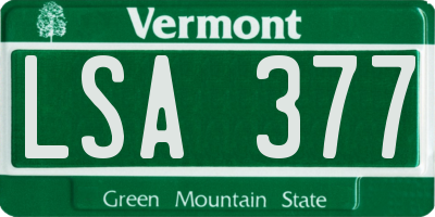 VT license plate LSA377