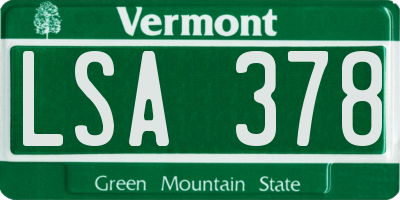 VT license plate LSA378
