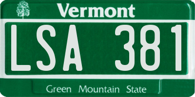 VT license plate LSA381