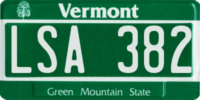 VT license plate LSA382