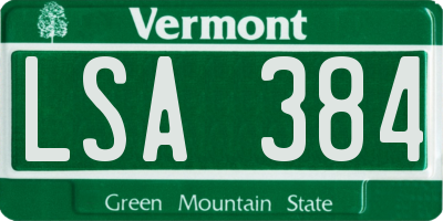 VT license plate LSA384
