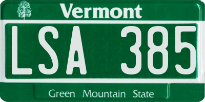 VT license plate LSA385