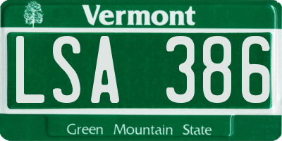 VT license plate LSA386