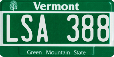 VT license plate LSA388