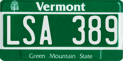 VT license plate LSA389
