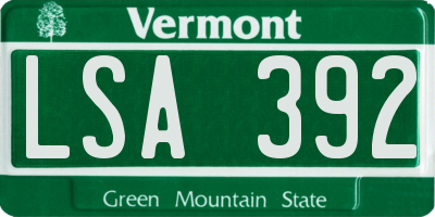 VT license plate LSA392