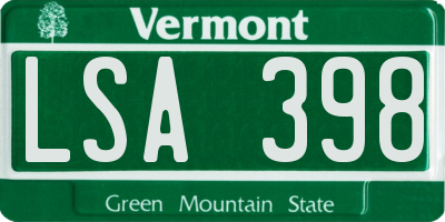 VT license plate LSA398