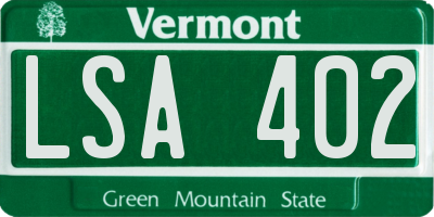 VT license plate LSA402