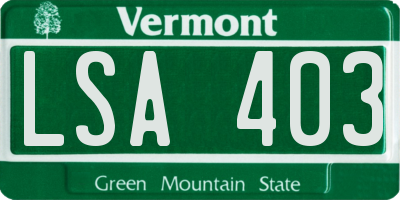 VT license plate LSA403