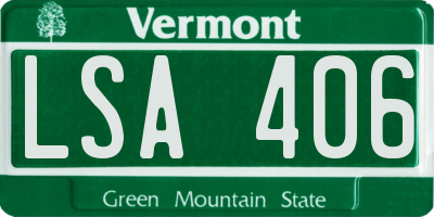 VT license plate LSA406
