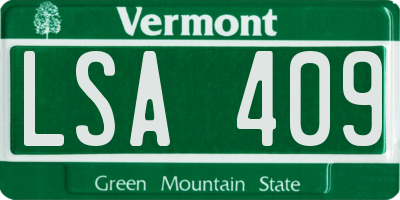 VT license plate LSA409