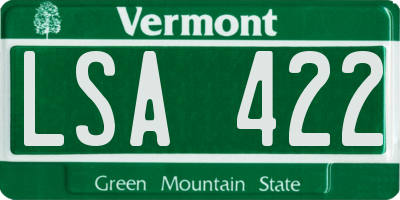 VT license plate LSA422