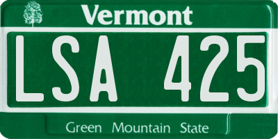 VT license plate LSA425