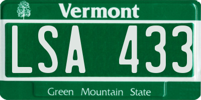VT license plate LSA433