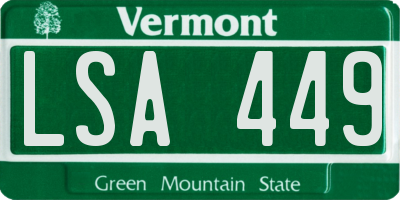 VT license plate LSA449