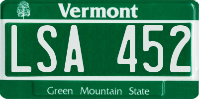VT license plate LSA452
