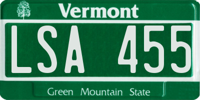 VT license plate LSA455