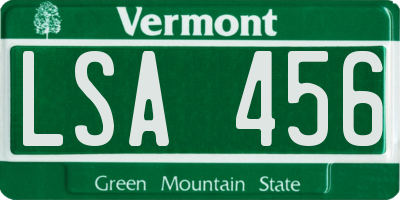VT license plate LSA456