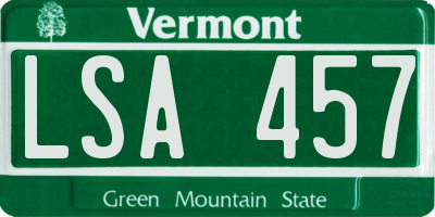 VT license plate LSA457